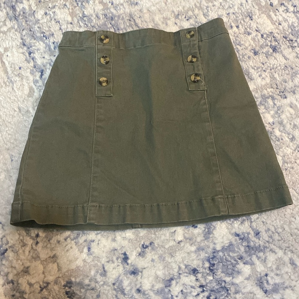 Girls Copper Key green cotton twill short skirt